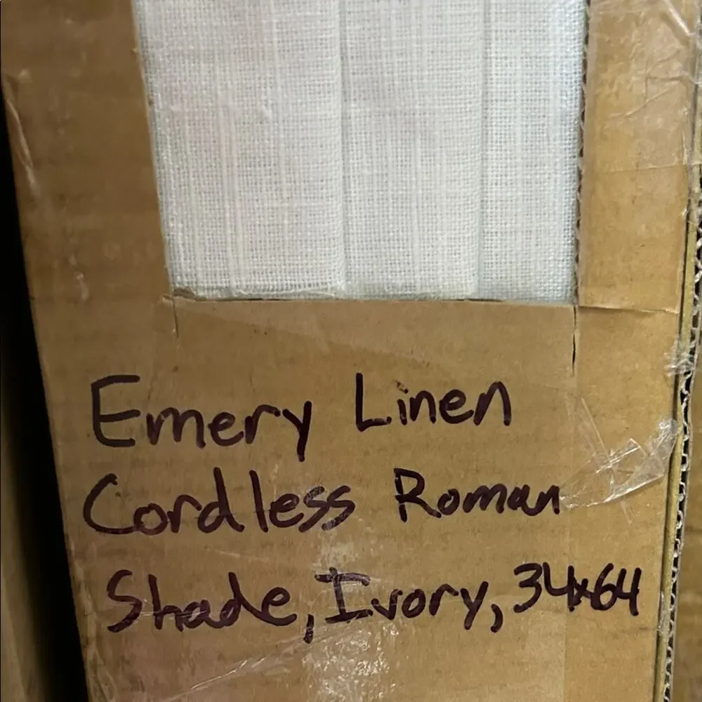 *READ Pottery Barn Emery Linen Cordless Roman Shade Blackout Ivory 34